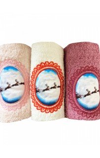 Набор полотенец кухонный"ЗИМА-ОЛЕНЬ"3D махра 30*50 3шт.НМ 523(V-1)-30пудровый/лиловый Набор полотенец кухонный"ЗИМА-ОЛЕНЬ"3D махра 30*50 3шт.НМ 523(V-1)-30пудровый/лиловый