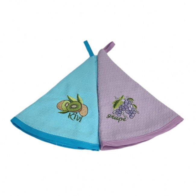 Набор полотенец кухонный Nilteks "ВИНОГРАД-КИВИ"вафля круглые 60*60 2 шт.НМ 775 v2 сирен/бирюза Набор полотенец кухонный Nilteks "ВИНОГРАД-КИВИ"вафля круглые 60*60 2 шт.НМ 775 v2 сирен/бирюза