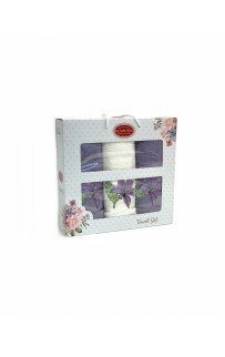 Набор полотенец Карвен "ZAMBAK"махра 50*90(2)/70*140 HS 1627 v9 крем/св.лиловый