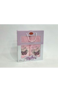 Набор полотенец Карвен "KELEBEK" махра 50*90/70*140 HS 1658 v2 св/розовый