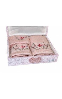 Набор полотенец Rebeka "FRANSIZ" махра 50*90/70*140/30*50 сундук HS1711 (V-1) персиковый