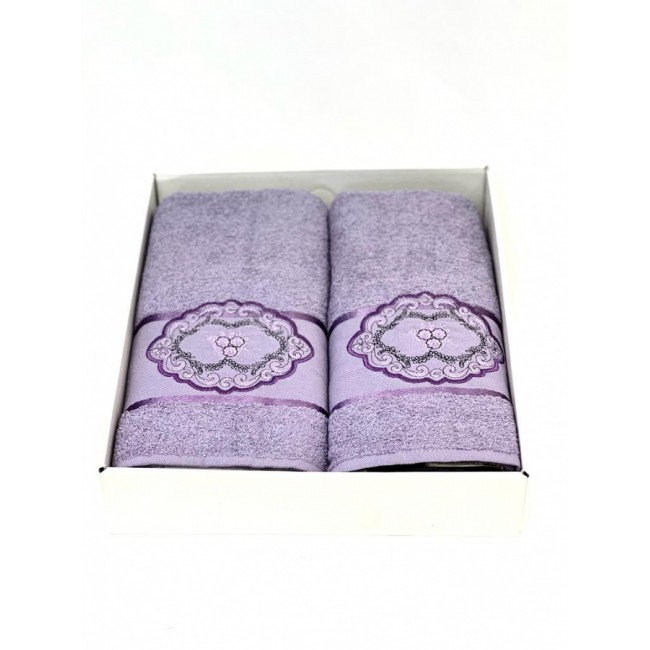 Набор полотенец Карвен "PANO 2" махра 50*90/70*140 HS 1638 v8 св/лиловый