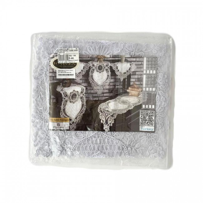 Дорожка Карвен 140*45 велюр с кружевом М840/1450 B01 белый