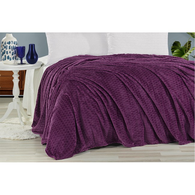 Плед KARVEN Super Soft "MELINDA" 200*220 п/э евро Р 942 фиолетовый (Акция).