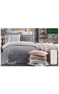 Комплект HALAZA "SWEET" (Покрывало+ наволочки) 240*250/50*70+5см(2) евро Y 899 серый (Акция)