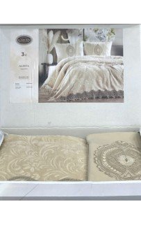 Комплект Карвен "ALESTA"(покрывало+2 наволочки) евро 3 предмета Y855 capp/капучино (акция)