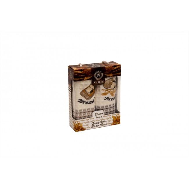 Набор полотенец кухонный NILTEKS "ХЛЕБ" вафля 35*45 2 шт.НМ 768 v4 крем/капуч/кофейн