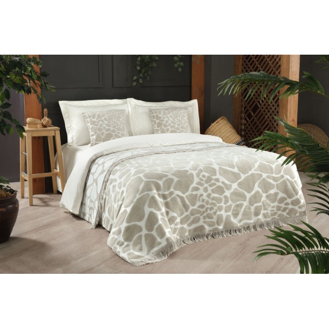 Комплект Sarev (плед +наволочка)1,5 спальн.хлопок 2 предмета Р 923 CHAMEL (v1)bej