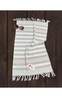 Полотенце Карвен 100*150 1шт. с бахрамой пештемаль махра Н 3277 v1 бежевый