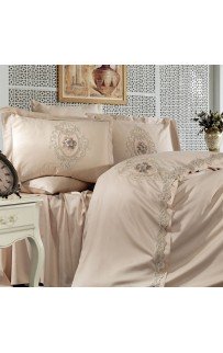 Постельное белье Zebra casa сатин с кружевом евро N169 FLORANSA capp