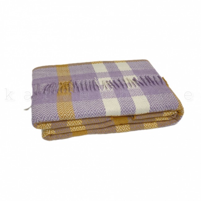 Плед KARVEN с бахромой 180*240 хлопок евро Р 939 v-3 сиреневый (Акция)