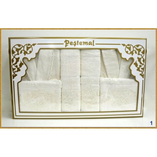 Халат "Pestemal" 2 шт.муж./жен. c полотенцами 50*90(2)/70*140(2)/L В 319 (Акция)