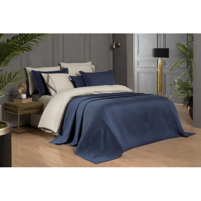 Комплект SAREV "KOLMIO" (покрывало +постельное белье) евро Y 882 v2 Lacivert/т. синий