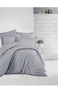 Постельное белье "Карвен" сатин 1,5 спальн. Cizgili Grey