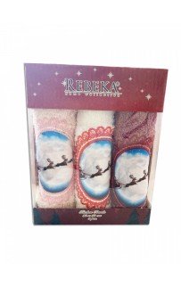 Набор полотенец кухонный"ЗИМА-ОЛЕНЬ"3D махра 30*50 3шт.НМ 523(V-1)-30пудровый/лиловый Набор полотенец кухонный"ЗИМА-ОЛЕНЬ"3D махра 30*50 3шт.НМ 523(V-1)-30пудровый/лиловый