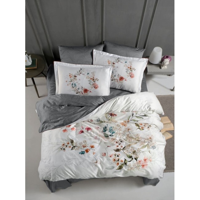 Постельное белье Karven (300 tc) премиум сатин евро N359 FLORAL Grey