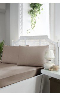 Простынь Карвен на резинке+наволочки 100*200 +33см/ 50*70(1) ранфорс Р 902 v7 mink/коричневый (Акция)