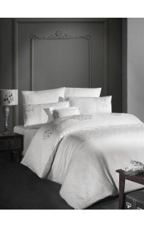 Постельное белье "Карвен" (жаккард с кружевами) евро Mirabel Cream