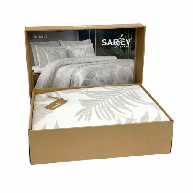 Комплект Sarev (плед +наволочки) евро хлопок 3 предмета Р 924 KALIBO (v2)gri