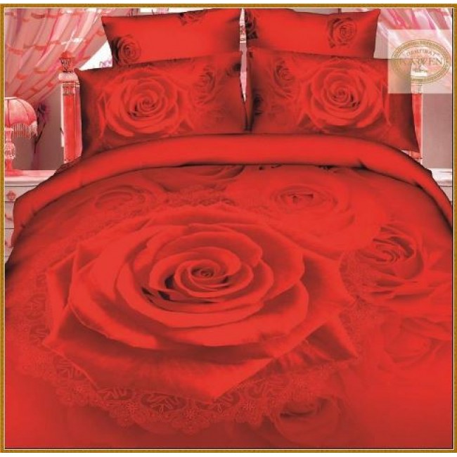 Постельное белье "Карвен" (сатин Де люкс 3D) семейное (406) (Акция)