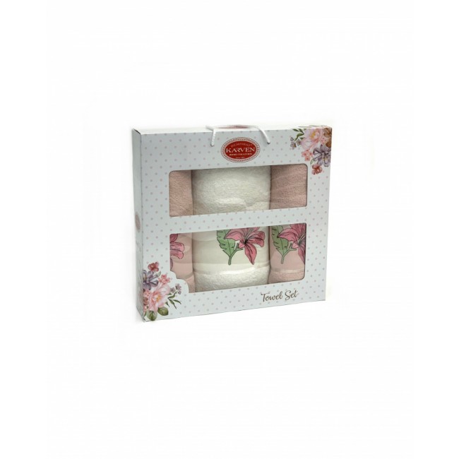 Набор полотенец Карвен "ZAMBAK"махра 50*90(2)/70*140 HS 1627 v10 крем/св.пудра