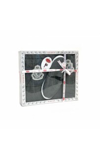 Набор для сауны KARVEN мужской махра (75*150/50*90+тапки) B355(V-1)-9 gri-ye?il/серо-зеленый