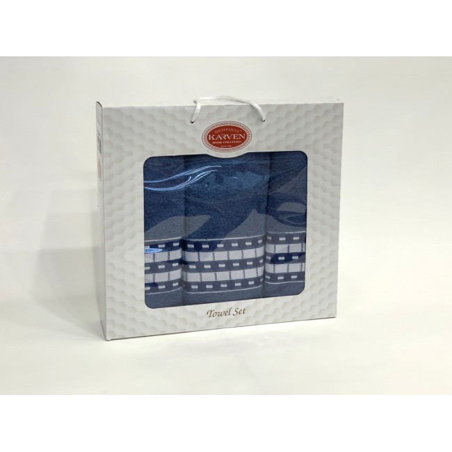 Набор полотенец Карвен "YOL SERITLI" махра 50*90(2)/70*140 HS1651 v11 синий