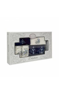 Набор полотенец в коробке Карвен "DAMAKS" махра 30*50(2)/ 50*90(2)/70*140(2) HS1718 т.синий