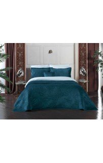Комплект LUхURY SAREV (покрывало +2 наволочки+подушка)евро 4 пр. CLARA v3/Petrol rengi