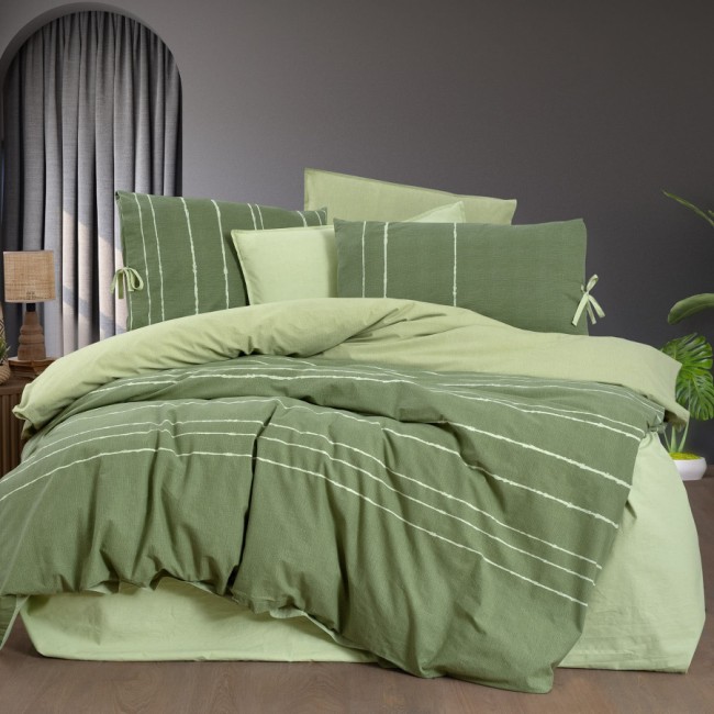 Постельное белье "Sarev Bazaar" ранфорс 1,5 спальн. N376 LAUREL v4/Yesil