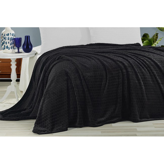 Плед KARVEN Super Soft "MELINDA" 160*220 п/э 1.5 спальный Р 941черный (Акция)