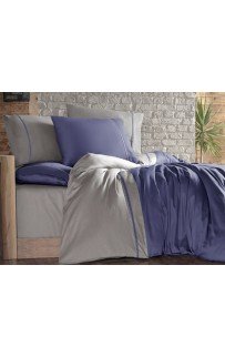 Постельное белье "Карвен" сатин евро (Indigo Bej) Постельное белье "Карвен" сатин евро (Indigo Bej)