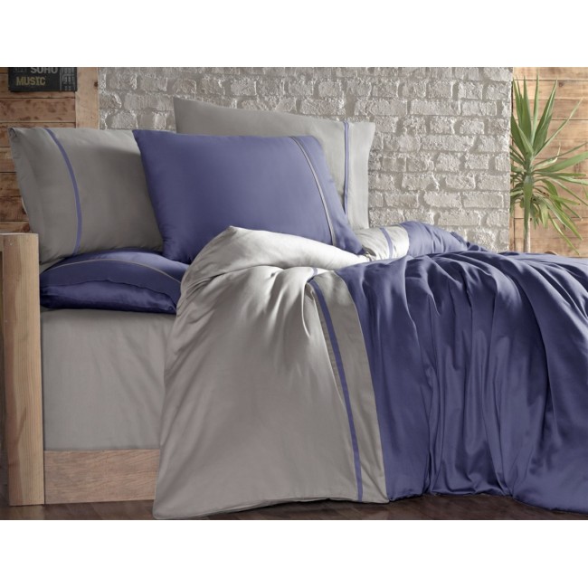 Постельное белье "Карвен" сатин евро (Indigo Bej) Постельное белье "Карвен" сатин евро (Indigo Bej)