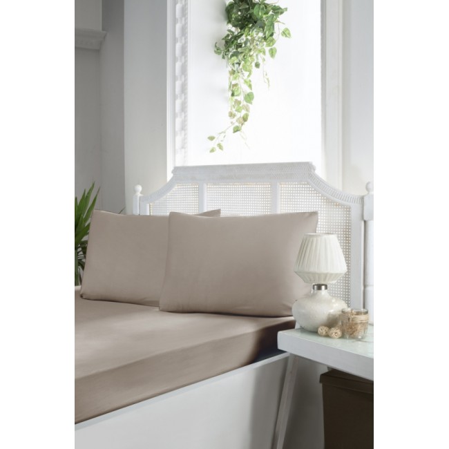 Простынь Карвен на резинке+наволочки 100*200 +33см/ 50*70(1) ранфорс Р 902 v6 beige/т.бежевый (Акция)