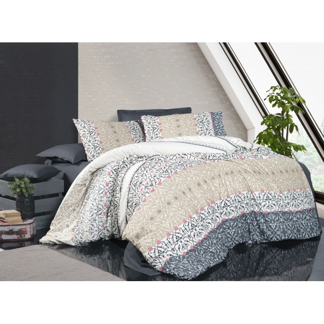 Постельное белье "Sarev Bazaar"ранфорс евро "VARUNA" v2 Bej (Акция)