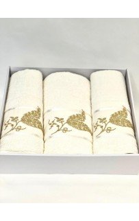 Набор полотенец Карвен "ALTIN YAPRAK"махра 50*90(2)/70*140 HS 1631 v1 кремовый