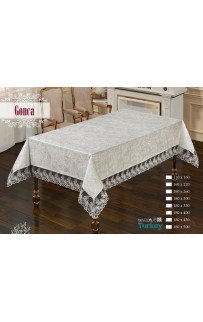 Скатерть HASPEN "GONCA" 160*220 велюр с кружевом М 779 krem/кремовый