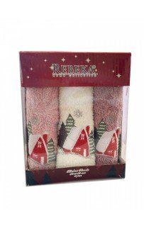 Набор полотенец кухонный "ЗИМА-ДОМ" 3D махра 30*50 3шт. НМ 523(V-1)-21 пудровый/сиреневый