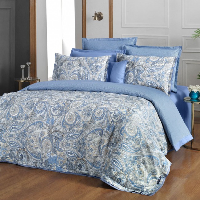 Постельное белье Sarev(300 tc) Сатин евро. N082 VOLGA v3/MAVI