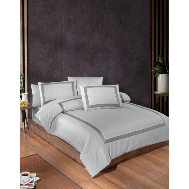 Постельное белье "Карвен" эксклюзив сатин евро Belezza Grey