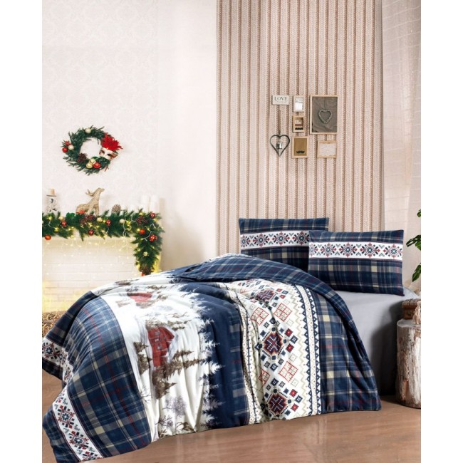 Постельное белье Карвен фланель 1.5 спальн. N243 NATURE Navy Blue