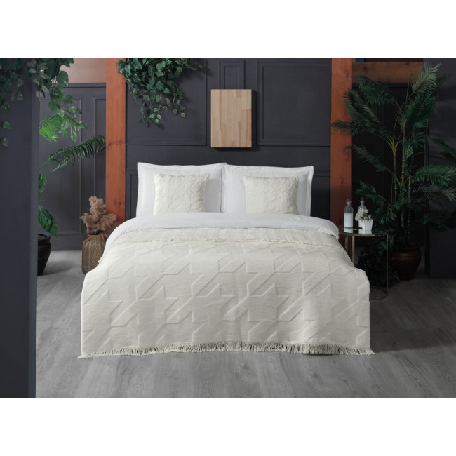 Комплект Sarev (плед +наволочки) евро хлопок 3 предмета Р 924 GABRIEL (v1)ekru