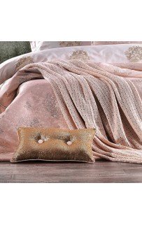 Плед ZEBRA CASA "SHINE" вязанный евро пудровый