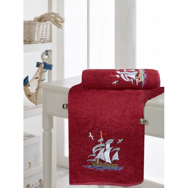 Набор полотенец KARVEN "Фрегат" махра 50*90/70*140 HS1502 (V-3) бордовый
