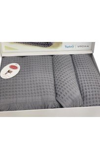 Набор полотенец Karven "WAFFLE" вафля,penye 40*60/60*90/90*150 HS 1715 mavi/т.серый