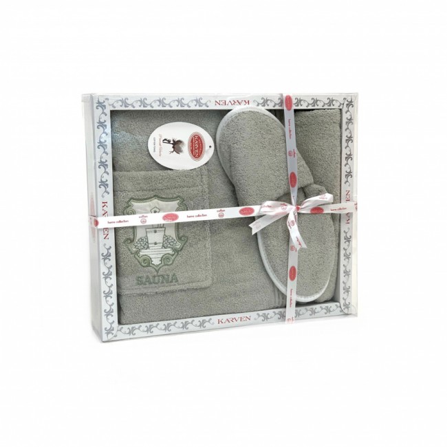 Набор для сауны KARVEN женский махра (75*150 чалма+тапки) B354(V-1)-1 a.ye?il/с.зеленый