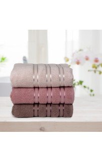 Набор полотенец Карвен Micro Deluх 70*140 3шт. махра HS 1011 v8 pembe/g.kurusu/t.g.kurusu