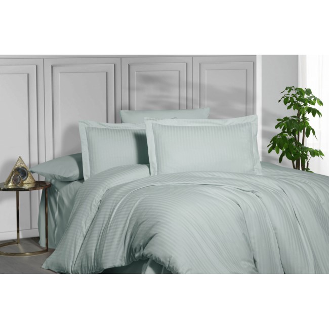Постельное белье "Карвен" Stripe Satin семейное N 164-SS 013 mint/ментоловый (Акция)