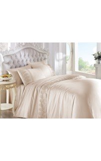 Постельное белье "ANGEL" сатин с франц.кружевом евро N291