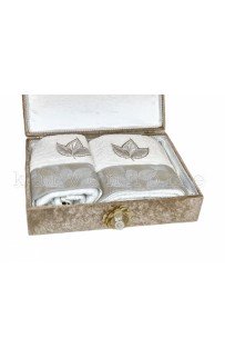 Набор полотенец Rebeka "FRANSIZ" махра 50*90/70*140 сундук HS1480 (V-8) крем/бежевый (Акция)